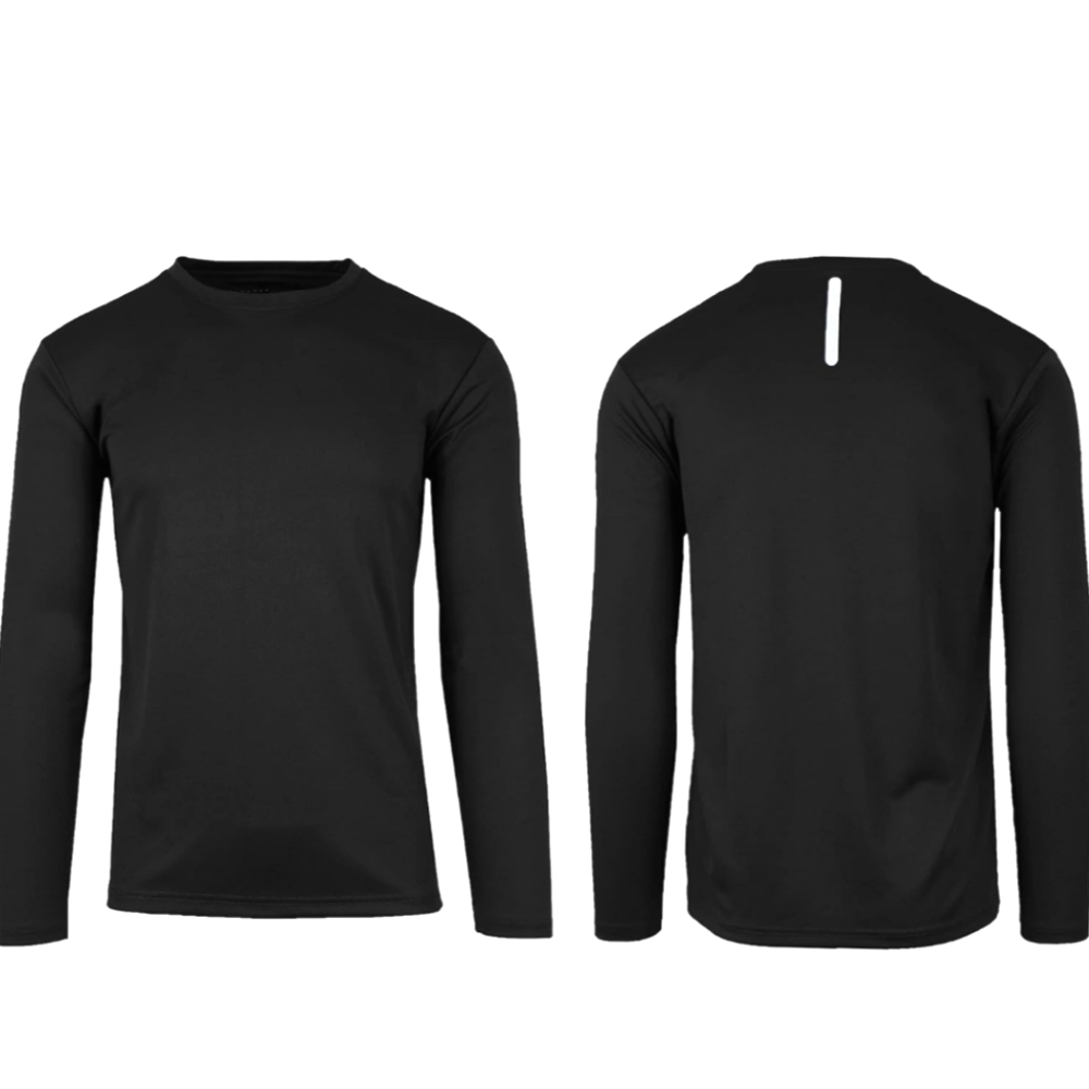 Galaxy by Harvic Men's Long Sleeve Moisture-wicking Performance Tee - Black